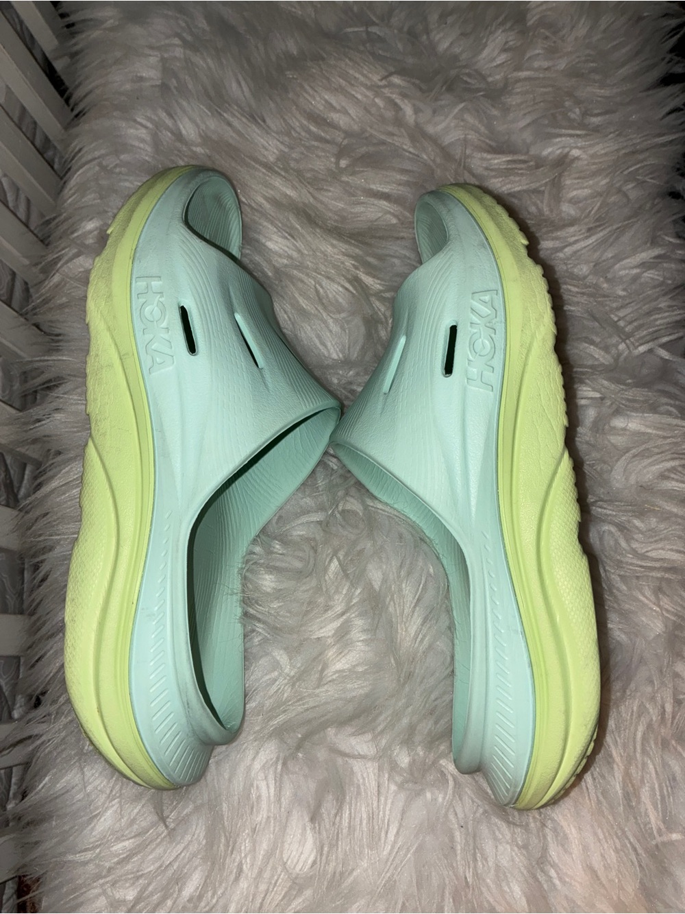 Hoka Ora 3 Recovery Slide Aqua Breeze / Celery Juice Sz 8 - Picture 9 of 16